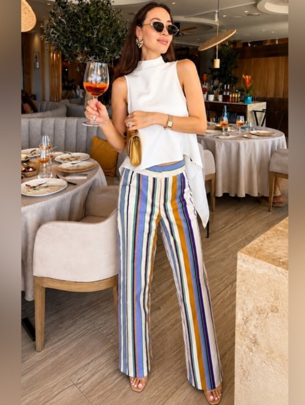 ZARA STRIPED STRAIGHT LEG PANTS